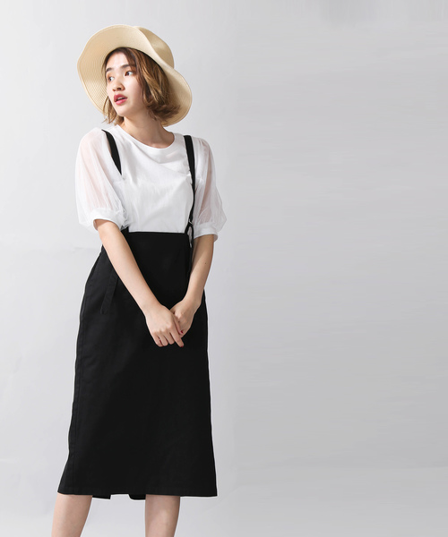 WEGO（ウィゴー）の「WEGO/サスペンダー付きナロースカート（スカート・レディース・ブラック系その他2/ブラック・FREE）」の10枚目の写真