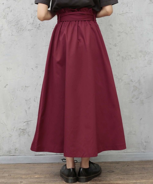 one after another NICE CLAUP（ワンアフターアナザーナイスクラップ）の「トレンチロングスカート（スカート・レディース・ブラック/アイボリー/ベージュ/ボルドー・FREE）」の6枚目の写真