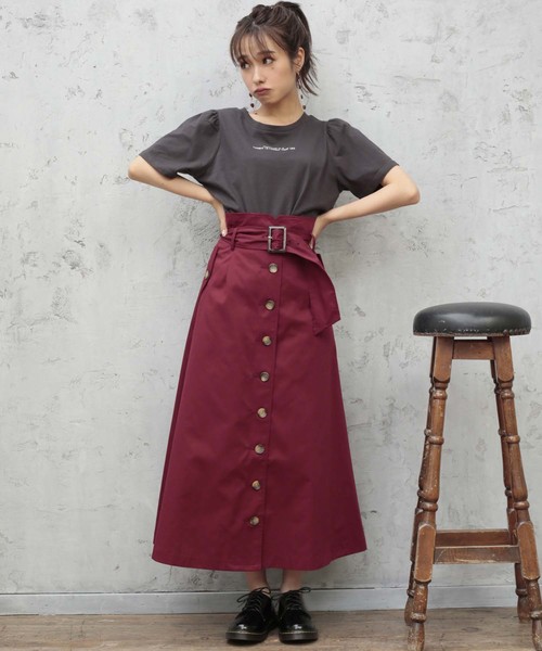 one after another NICE CLAUP（ワンアフターアナザーナイスクラップ）の「トレンチロングスカート（スカート・レディース・ブラック/アイボリー/ベージュ/ボルドー・FREE）」の7枚目の写真