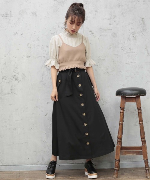 one after another NICE CLAUP（ワンアフターアナザーナイスクラップ）の「トレンチロングスカート（スカート・レディース・ブラック/アイボリー/ベージュ/ボルドー・FREE）」の11枚目の写真