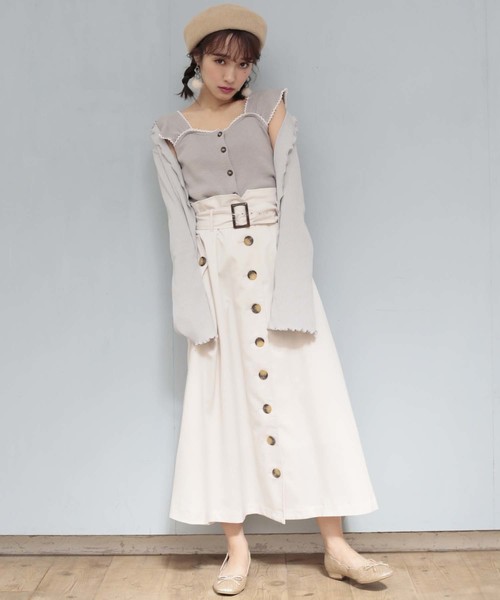 one after another NICE CLAUP（ワンアフターアナザーナイスクラップ）の「トレンチロングスカート（スカート・レディース・ブラック/アイボリー/ベージュ/ボルドー・FREE）」の13枚目の写真