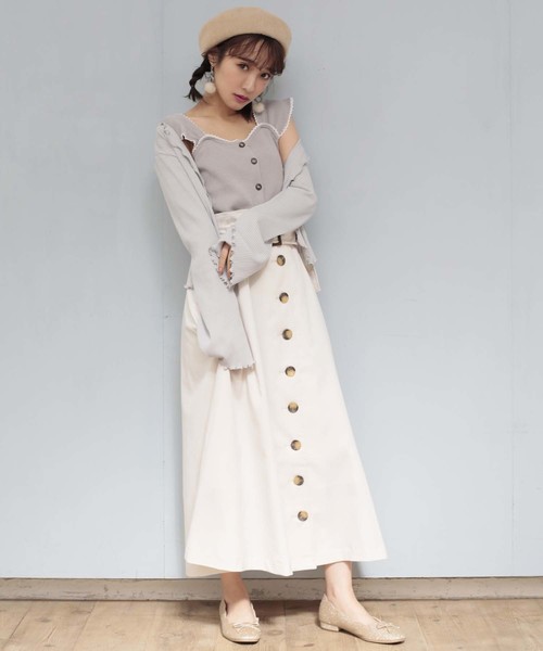 one after another NICE CLAUP（ワンアフターアナザーナイスクラップ）の「トレンチロングスカート（スカート・レディース・ブラック/アイボリー/ベージュ/ボルドー・FREE）」の14枚目の写真