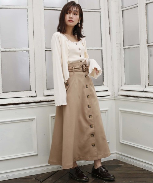 one after another NICE CLAUP（ワンアフターアナザーナイスクラップ）の「トレンチロングスカート（スカート・レディース・ブラック/アイボリー/ベージュ/ボルドー・FREE）」の16枚目の写真