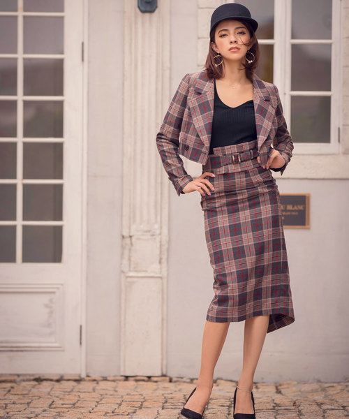 eimy istoire（エイミーイストワール）の「ベルト付きチェックスカート  