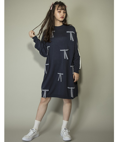 Candy Stripper（キャンディストリッパー）の「RIBBON STUDDED KNIT ワンピース（ワンピース・レディース・ブラック/ブラック系その他/ネイビー/ブルー系その他・2）」の4枚目の写真