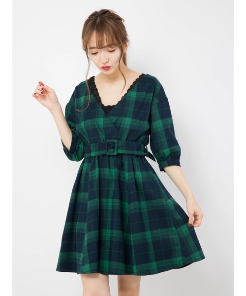 Cecil Mcbee セシルマクビー の チェックカシュクールワンピース ワンピース Wear