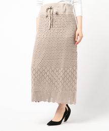 透かし柄ニットスカート
