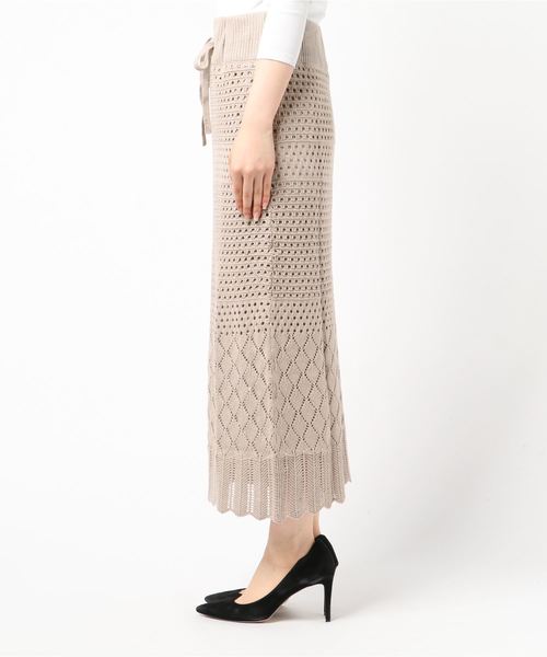 classicalelf(クラシカルエルフ)の「透かし柄ニットスカート(スカート・レディース・ベージュ/ブラック・X-LARGE/SMALL/MEDIUM/LARGE)」の3枚目の写真