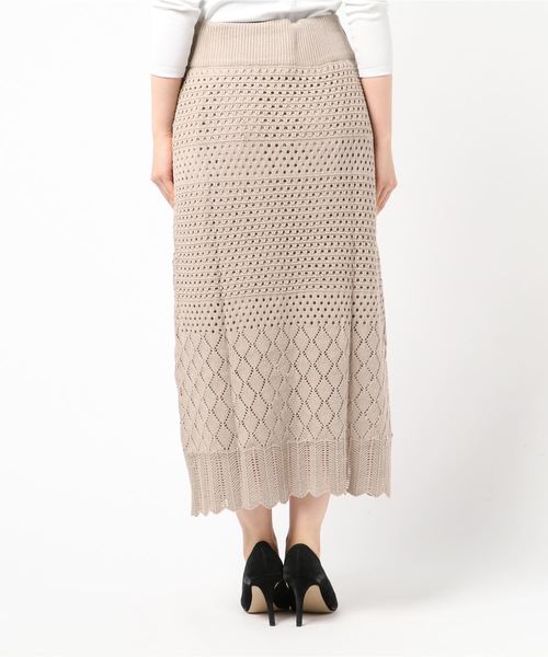 classicalelf(クラシカルエルフ)の「透かし柄ニットスカート(スカート・レディース・ベージュ/ブラック・X-LARGE/SMALL/MEDIUM/LARGE)」の4枚目の写真