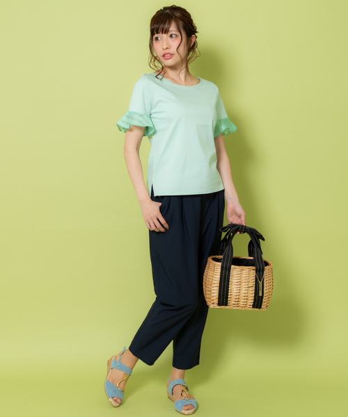 Rewde(ルゥデ)の「ハンドルリボンカゴBAG(9R18-KB2011)(かごバッグ・レディース・ホワイト/ブラック/ネイビー・FREE)」の18枚目の写真