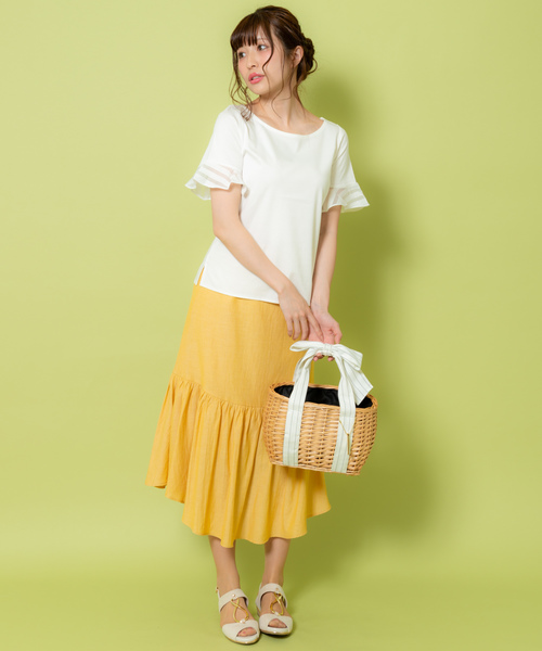 Rewde(ルゥデ)の「ハンドルリボンカゴBAG(9R18-KB2011)(かごバッグ・レディース・ホワイト/ブラック/ネイビー・FREE)」の17枚目の写真