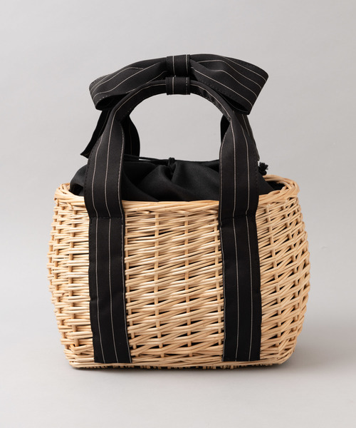 Rewde(ルゥデ)の「ハンドルリボンカゴBAG(9R18-KB2011)(かごバッグ・レディース・ホワイト/ブラック/ネイビー・FREE)」の14枚目の写真