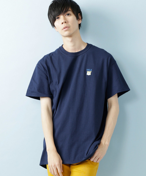 UCLA(ユーシーエルエー)の「MONO-MART×UCLA 別注 ロゴ刺繍 プリント半袖Tee オーバーサイズカットソー(Tシャツ/カットソー・メンズ・ホワイト/ブラック/ネイビー/オレンジ/グリーン/ナチュラル・M/L/XL)」の6枚目の写真