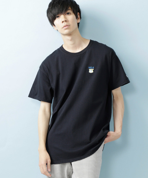 UCLA(ユーシーエルエー)の「MONO-MART×UCLA 別注 ロゴ刺繍 プリント半袖Tee オーバーサイズカットソー(Tシャツ/カットソー・メンズ・ホワイト/ブラック/ネイビー/オレンジ/グリーン/ナチュラル・M/L/XL)」の3枚目の写真