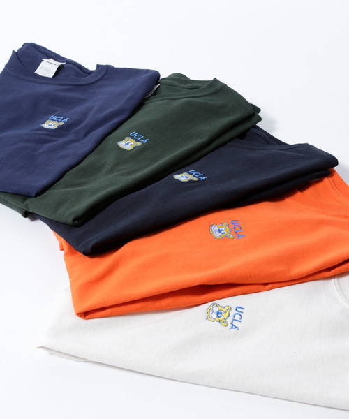 UCLA(ユーシーエルエー)の「MONO-MART×UCLA 別注 ロゴ刺繍 プリント半袖Tee オーバーサイズカットソー(Tシャツ/カットソー・メンズ・ホワイト/ブラック/ネイビー/オレンジ/グリーン/ナチュラル・M/L/XL)」の7枚目の写真