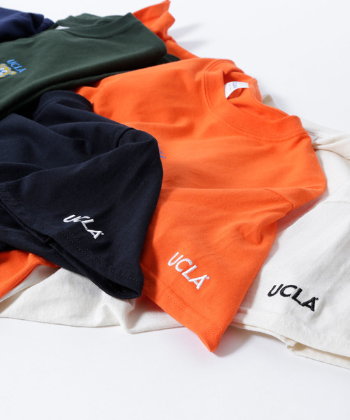 UCLA(ユーシーエルエー)の「MONO-MART×UCLA 別注 ロゴ刺繍 プリント半袖Tee オーバーサイズカットソー(Tシャツ/カットソー・メンズ・ホワイト/ブラック/ネイビー/オレンジ/グリーン/ナチュラル・M/L/XL)」の9枚目の写真