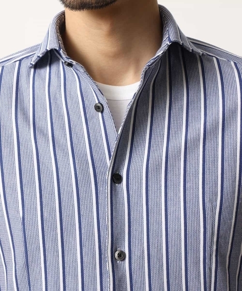 MICHEL KLEIN HOMME   （ミッシェルクランオム）の「シャツ / タッセルストライプ（シャツ/ブラウス・メンズ・レッド/ブルー/ネイビー・46/48/51/44）」の15枚目の写真