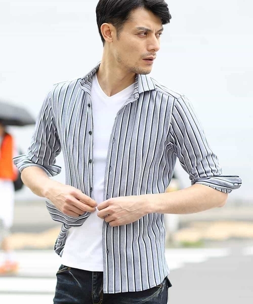MICHEL KLEIN HOMME   （ミッシェルクランオム）の「シャツ / タッセルストライプ（シャツ/ブラウス・メンズ・レッド/ブルー/ネイビー・46/48/51/44）」の14枚目の写真
