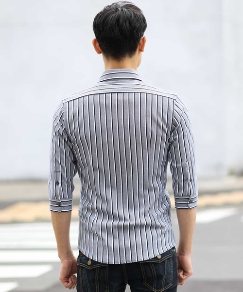 MICHEL KLEIN HOMME   （ミッシェルクランオム）の「シャツ / タッセルストライプ（シャツ/ブラウス・メンズ・レッド/ブルー/ネイビー・46/48/51/44）」の11枚目の写真