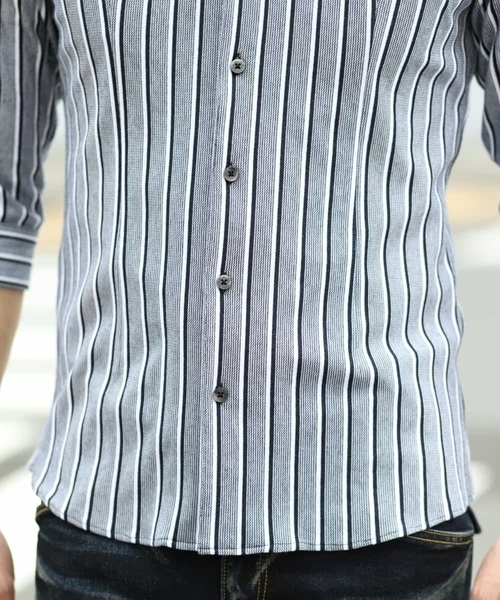 MICHEL KLEIN HOMME   （ミッシェルクランオム）の「シャツ / タッセルストライプ（シャツ/ブラウス・メンズ・レッド/ブルー/ネイビー・46/48/51/44）」の8枚目の写真