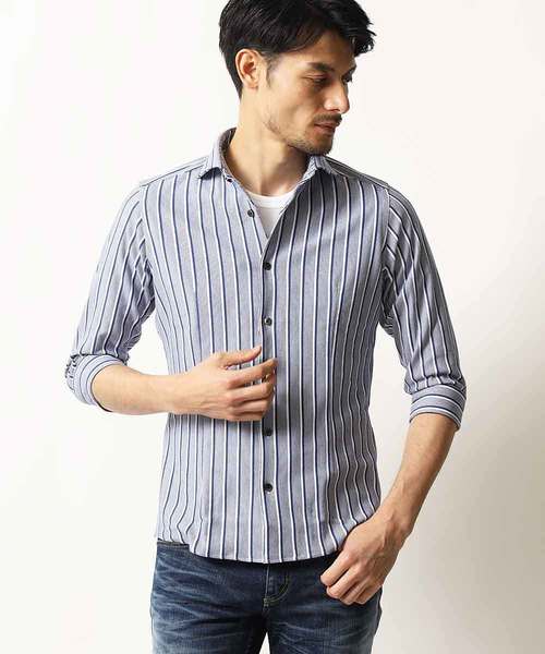 MICHEL KLEIN HOMME   （ミッシェルクランオム）の「シャツ / タッセルストライプ（シャツ/ブラウス・メンズ・レッド/ブルー/ネイビー・46/48/51/44）」の3枚目の写真