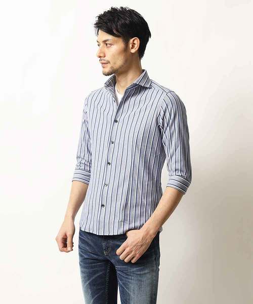 MICHEL KLEIN HOMME   （ミッシェルクランオム）の「シャツ / タッセルストライプ（シャツ/ブラウス・メンズ・レッド/ブルー/ネイビー・46/48/51/44）」の7枚目の写真
