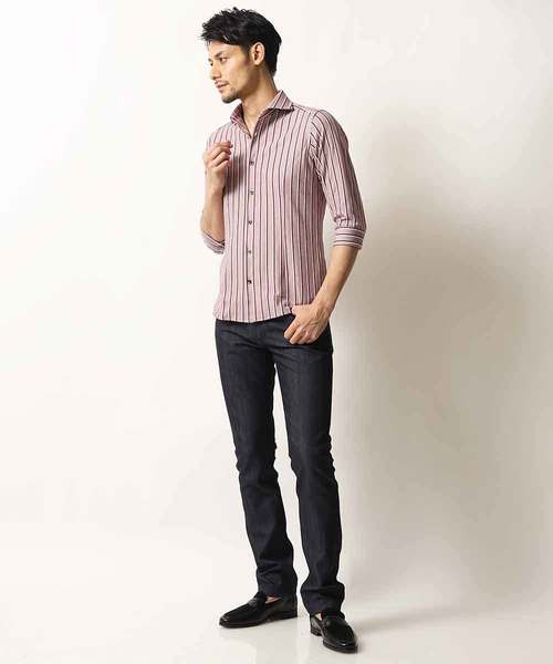 MICHEL KLEIN HOMME   （ミッシェルクランオム）の「シャツ / タッセルストライプ（シャツ/ブラウス・メンズ・レッド/ブルー/ネイビー・46/48/51/44）」の6枚目の写真