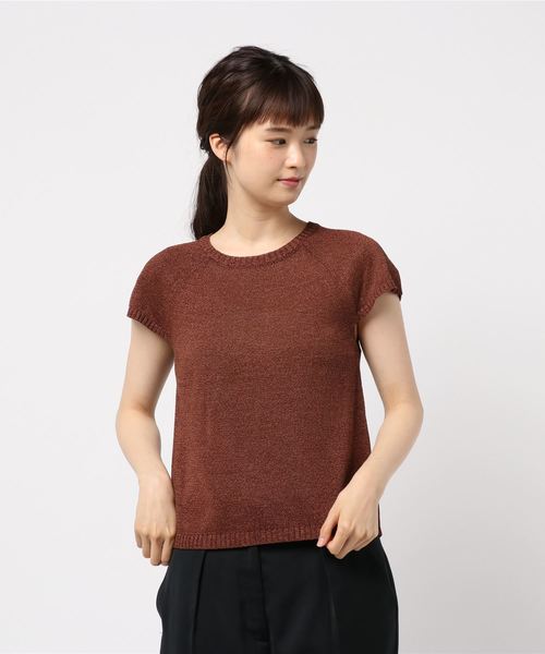 SLOBE IENA(IENA SLOBE)◆フレンチスリーブニット/--/リネン/BLK/24080912301010 SLOBE IENA（スローブイエナ）の「リネン混フレンチスリーブ