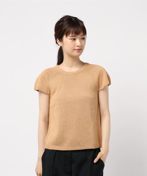 SLOBE IENA（スローブイエナ）の「メランジフレンチスリーブニット◆（ニット/セーター・レディース・ベージュ/ブラウン・FREE）」の7枚目の写真