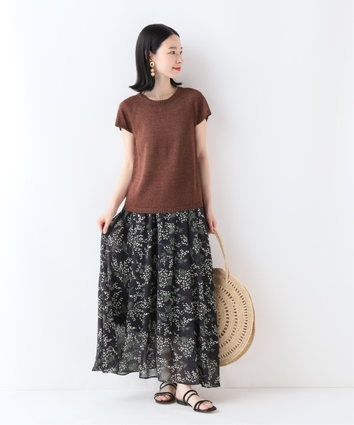 新品　スローブイエナ　リネン混フレンチスリーブニット　ブラック SLOBE IENA（スローブイエナ）の「リネン混フレンチスリーブ