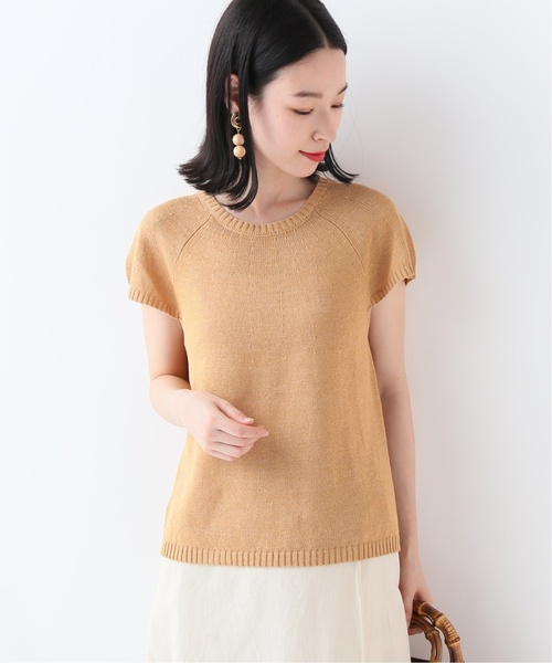 極美品 エブール 23SS メランジカラー コットン フレンチスリーブ ニット 極美品 エブール 23SS メランジカラー コットン フレンチ
