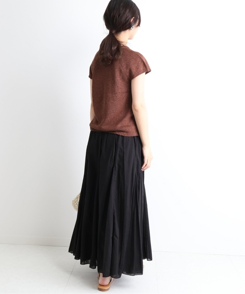 SLOBE IENA(IENA SLOBE)◆フレンチスリーブニット/--/リネン/BLK/24080912301010 SLOBE IENA（スローブイエナ）の「リネン混フレンチスリーブ