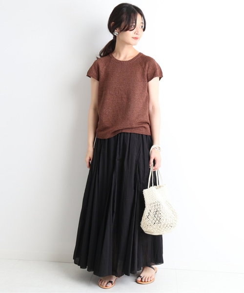 SLOBE IENA - 【新品タグ付き】SLOBE  IENA メランジフレンチスリーブニット トップス セール】メランジフレンチスリーブニット◇（ニット/セーター