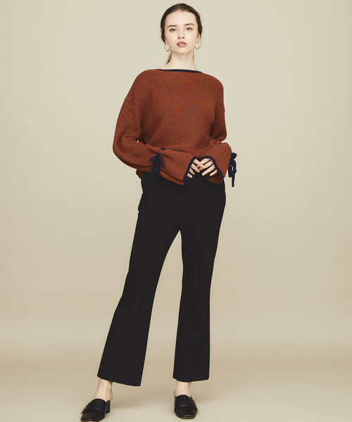 STUDIOUS（ステュディオス）の「【STUDIOUS】ウォームカルゼフレアパンツ（デニムパンツ・レディース・ブラック/ベージュ/ブラウン・1/2）」の10枚目の写真