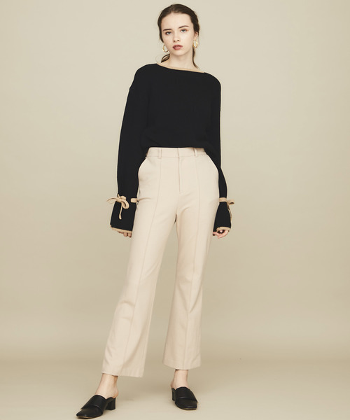 STUDIOUS（ステュディオス）の「【STUDIOUS】ウォームカルゼフレアパンツ（デニムパンツ・レディース・ブラック/ベージュ/ブラウン・1/2）」の12枚目の写真