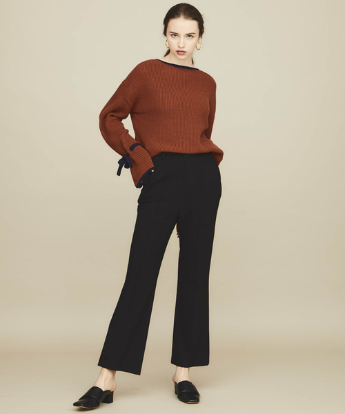 STUDIOUS（ステュディオス）の「【STUDIOUS】ウォームカルゼフレアパンツ（デニムパンツ・レディース・ブラック/ベージュ/ブラウン・1/2）」の4枚目の写真