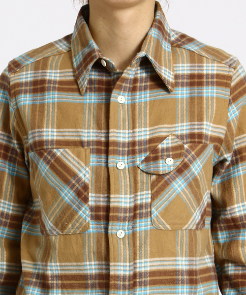 BEAMS BOY（ビームスボーイ）の「BEAMS BOY / ネルチェック シャツ（シャツ/ブラウス・レディース・ベージュ/サックスブルー/ネイビー/マルチ・ONE SIZE）」の5枚目の写真