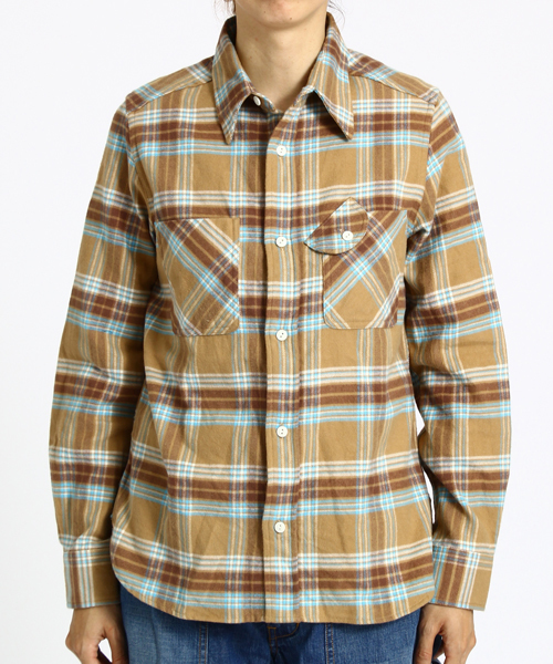 BEAMS BOY（ビームスボーイ）の「BEAMS BOY / ネルチェック シャツ（シャツ/ブラウス・レディース・ベージュ/サックスブルー/ネイビー/マルチ・ONE SIZE）」の6枚目の写真
