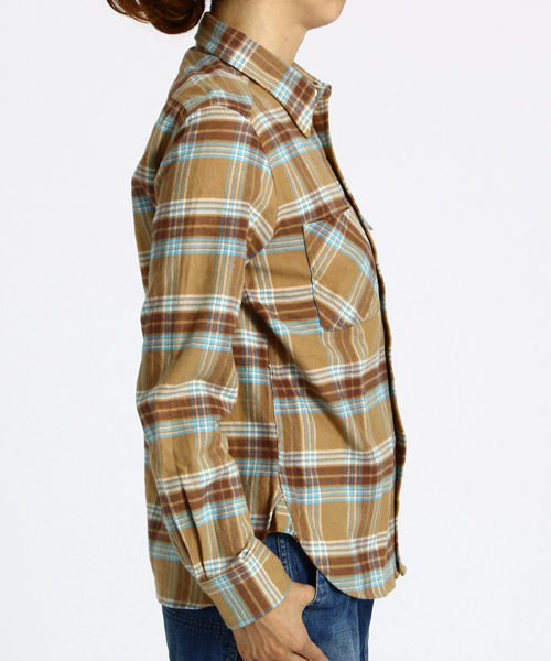 BEAMS BOY（ビームスボーイ）の「BEAMS BOY / ネルチェック シャツ（シャツ/ブラウス・レディース・ベージュ/サックスブルー/ネイビー/マルチ・ONE SIZE）」の7枚目の写真