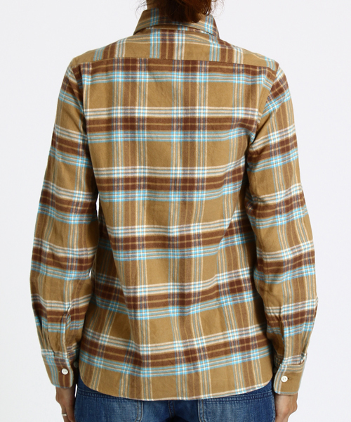 BEAMS BOY（ビームスボーイ）の「BEAMS BOY / ネルチェック シャツ（シャツ/ブラウス・レディース・ベージュ/サックスブルー/ネイビー/マルチ・ONE SIZE）」の8枚目の写真