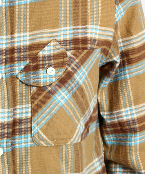 BEAMS BOY（ビームスボーイ）の「BEAMS BOY / ネルチェック シャツ（シャツ/ブラウス・レディース・ベージュ/サックスブルー/ネイビー/マルチ・ONE SIZE）」の9枚目の写真