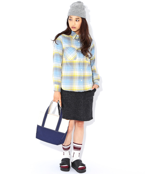 BEAMS BOY（ビームスボーイ）の「BEAMS BOY / ネルチェック シャツ（シャツ/ブラウス・レディース・ベージュ/サックスブルー/ネイビー/マルチ・ONE SIZE）」の14枚目の写真