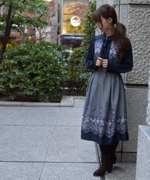 シェリエ sheller 千鳥柄襟付き切替ワンピース シェリエ sheller 千鳥柄襟付き切替ワンピース シェリエ sheller