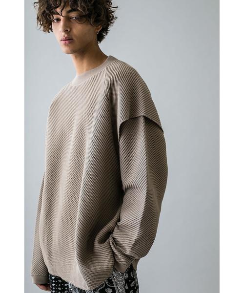 MONKEY TIME（モンキータイム）の「＜monkey time＞ BIAS WAFFLE LYD LSL/サーマル（Tシャツ/カットソー・メンズ・オフホワイト/ベージュ・SMALL/X-LARGE/LARGE/MEDIUM）」の5枚目の写真