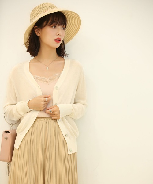 SAISON DE PAPILLON（セゾンドパピヨン）の「サマーニットVネック冷房対策カーディガン（カーディガン/ボレロ・レディース・ラベンダー/ブラック/ホワイト/グリーン/テラコッタ/カーキ/パープル/ブラウン/ネイビー/キャメル/ローズ/チャコール/ブルー・M/L/XL）」の21枚目の写真