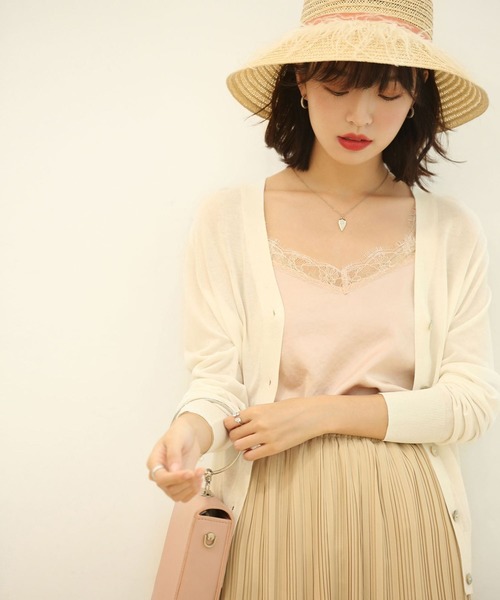 SAISON DE PAPILLON（セゾンドパピヨン）の「サマーニットVネック冷房対策カーディガン（カーディガン/ボレロ・レディース・ラベンダー/ブラック/ホワイト/グリーン/テラコッタ/カーキ/パープル/ブラウン/ネイビー/キャメル/ローズ/チャコール/ブルー・M/L/XL）」の14枚目の写真