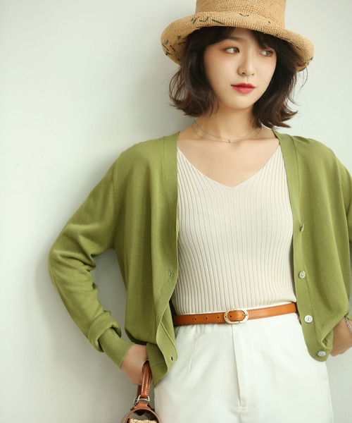 SAISON DE PAPILLON（セゾンドパピヨン）の「サマーニットVネック冷房対策カーディガン（カーディガン/ボレロ・レディース・ラベンダー/ブラック/ホワイト/グリーン/テラコッタ/カーキ/パープル/ブラウン/ネイビー/キャメル/ローズ/チャコール/ブルー・M/L/XL）」の19枚目の写真