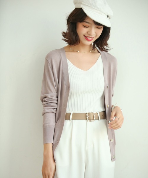 SAISON DE PAPILLON（セゾンドパピヨン）の「サマーニットVネック冷房対策カーディガン（カーディガン/ボレロ・レディース・ラベンダー/ブラック/ホワイト/グリーン/テラコッタ/カーキ/パープル/ブラウン/ネイビー/キャメル/ローズ/チャコール/ブルー・M/L/XL）」の17枚目の写真