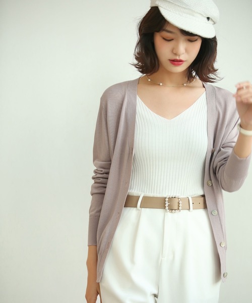 SAISON DE PAPILLON（セゾンドパピヨン）の「サマーニットVネック冷房対策カーディガン（カーディガン/ボレロ・レディース・ラベンダー/ブラック/ホワイト/グリーン/テラコッタ/カーキ/パープル/ブラウン/ネイビー/キャメル/ローズ/チャコール/ブルー・M/L/XL）」の20枚目の写真