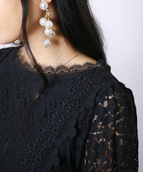Imagination ソマリ イマジネーション のファッション Somari トップス Somari シャツ ブラウス クラシカル総レースブラウス シャツ ブラウス